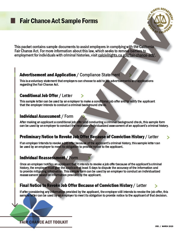 Criminal History Sample Forms - CRD - California Employers Association