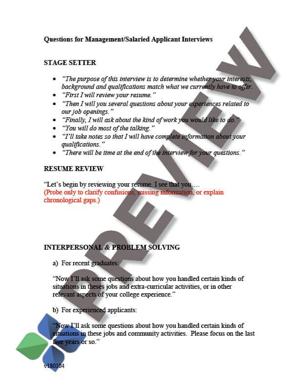 Interview Questions for Management & Exempt - California Employers ...