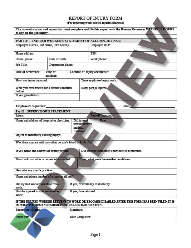 Report of Injury Form - California Employers Association