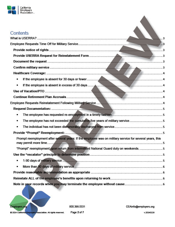 USERRA - Time Off for Military Service Toolkit - California Employers ...