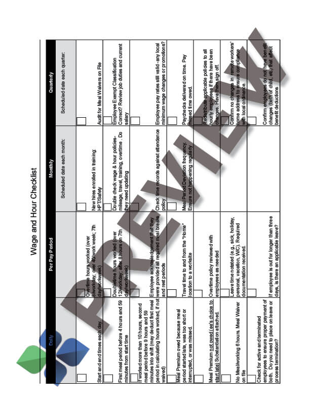 Picture of Wage and Hour Checklist - California Employers Association