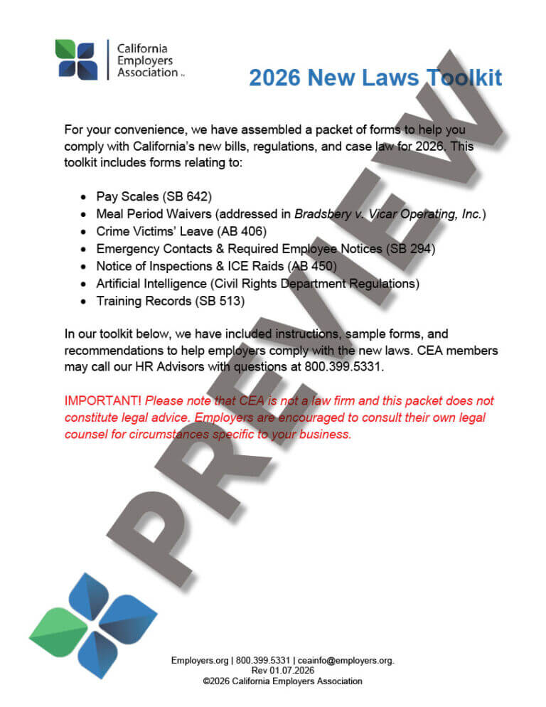 2026 New Laws Toolkit - California Employers Association